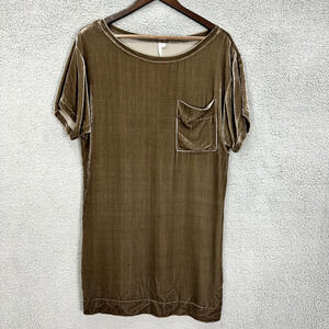 Vintage Y2K Rachel Roy Shirt Shift Dress Women Small Brown Velvet Whimsigoth 90s